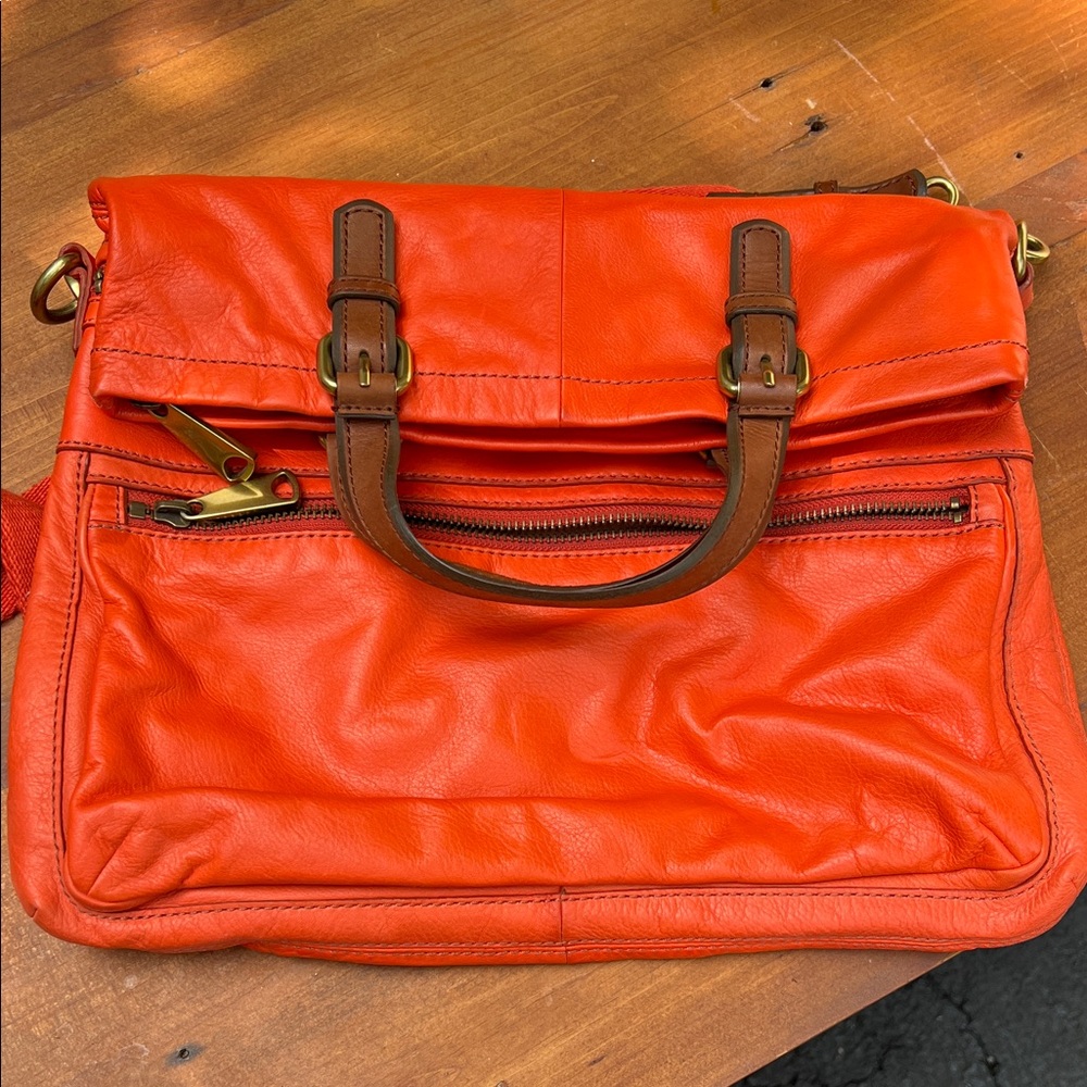 Fossil Orange Leather Satchel